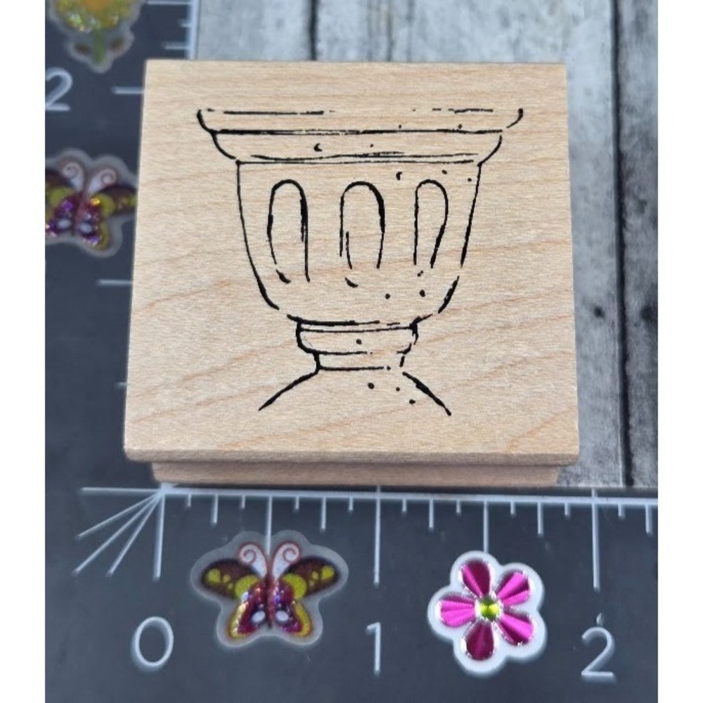 Art Impressions Urn Vase Planter G2453 Rubber Stamp Wood #B100